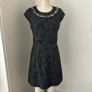 Nanette Lenore Black and White Woven Tailored Shift Dress with Pockets